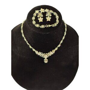 Silver Tone AB Crystal Necklace Set